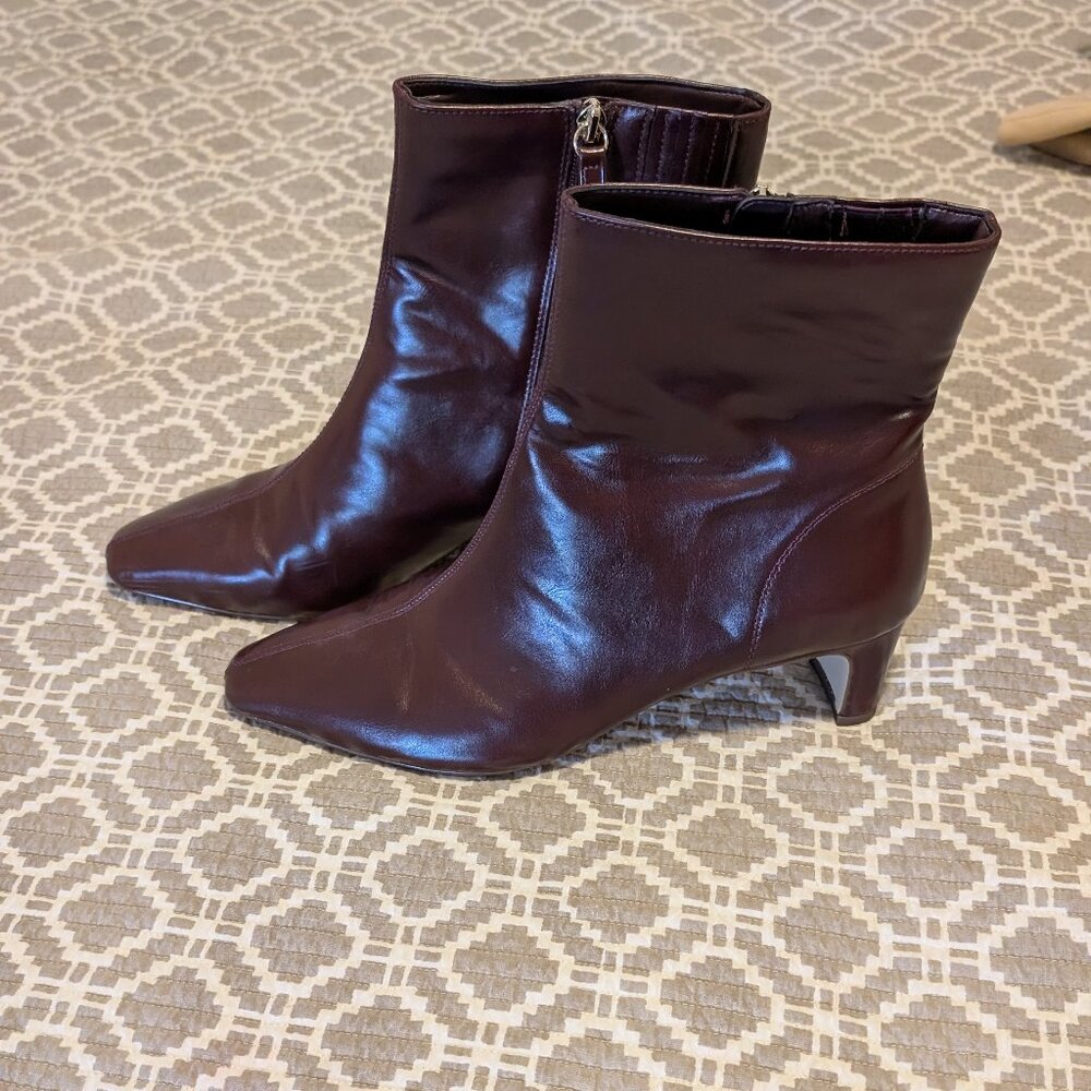 Like New Burgundy Leather Booties 9.5